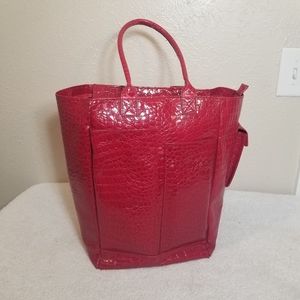 Buxton red croc embossed tote